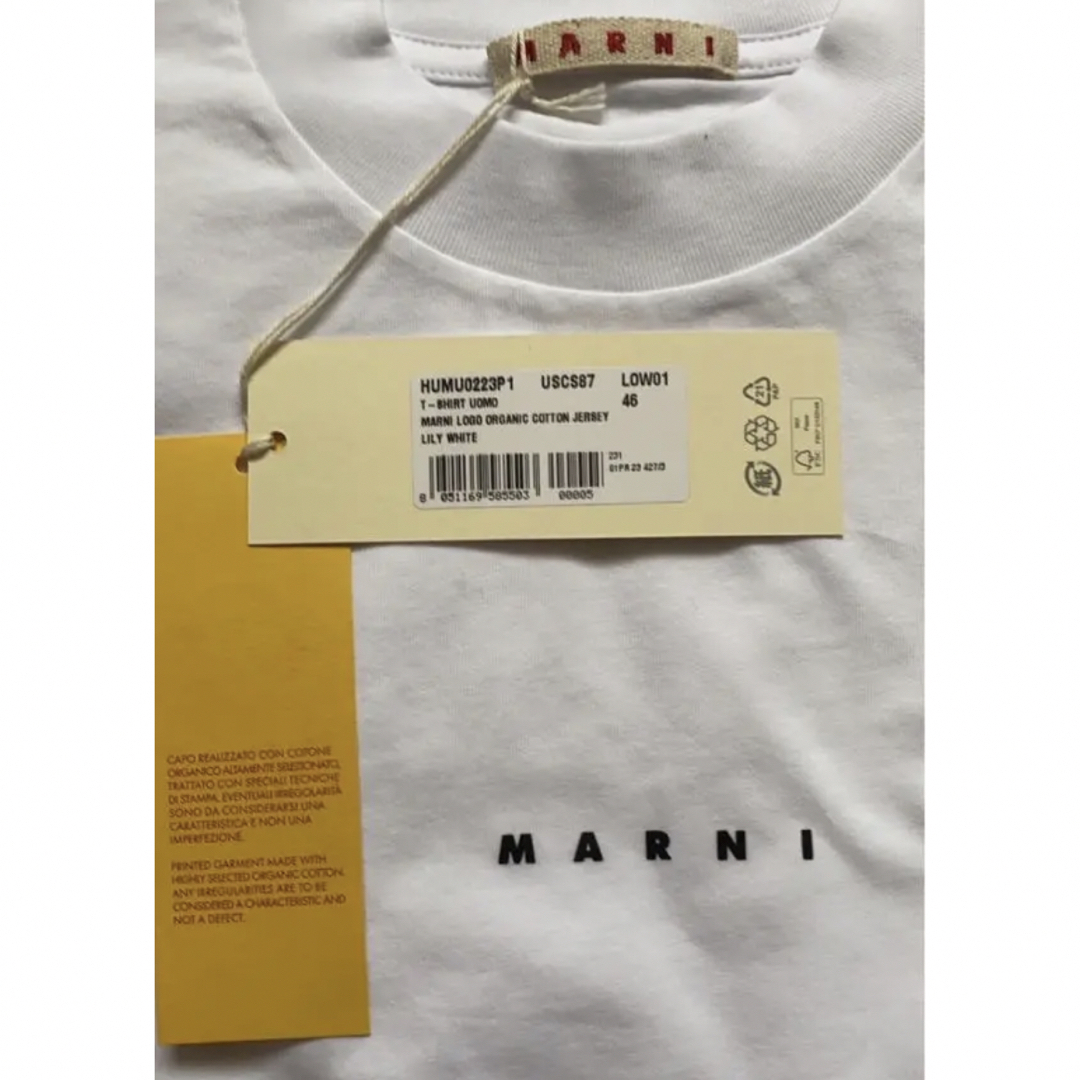 MARNI マルニ ロゴ ホワイトコットンジャージーTシャツ L  男女兼用