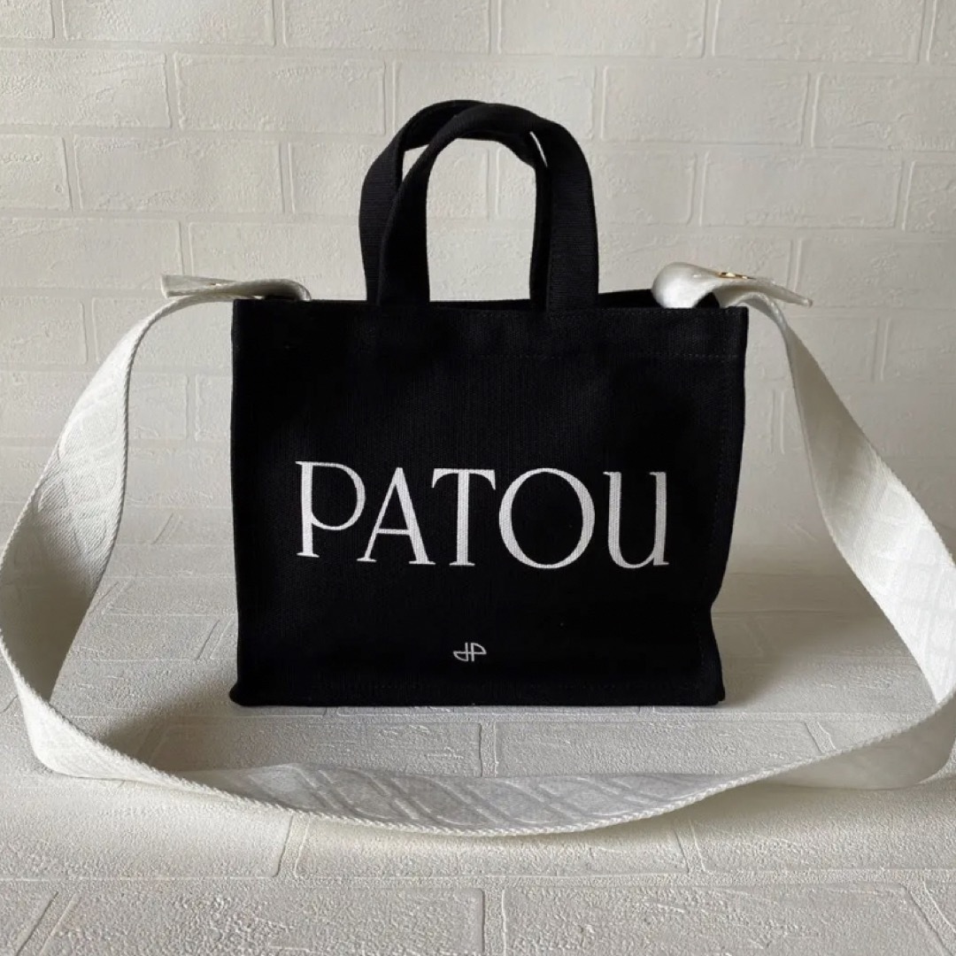 新品未使用【PATOU】ストラップ付 パトゥロゴ ミニトートバック♡ブラック