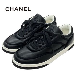 シャネル(CHANEL)のシャネル CHANEL スニーカー 靴 シューズ レザー ブラック ココマーク ロゴ(スニーカー)