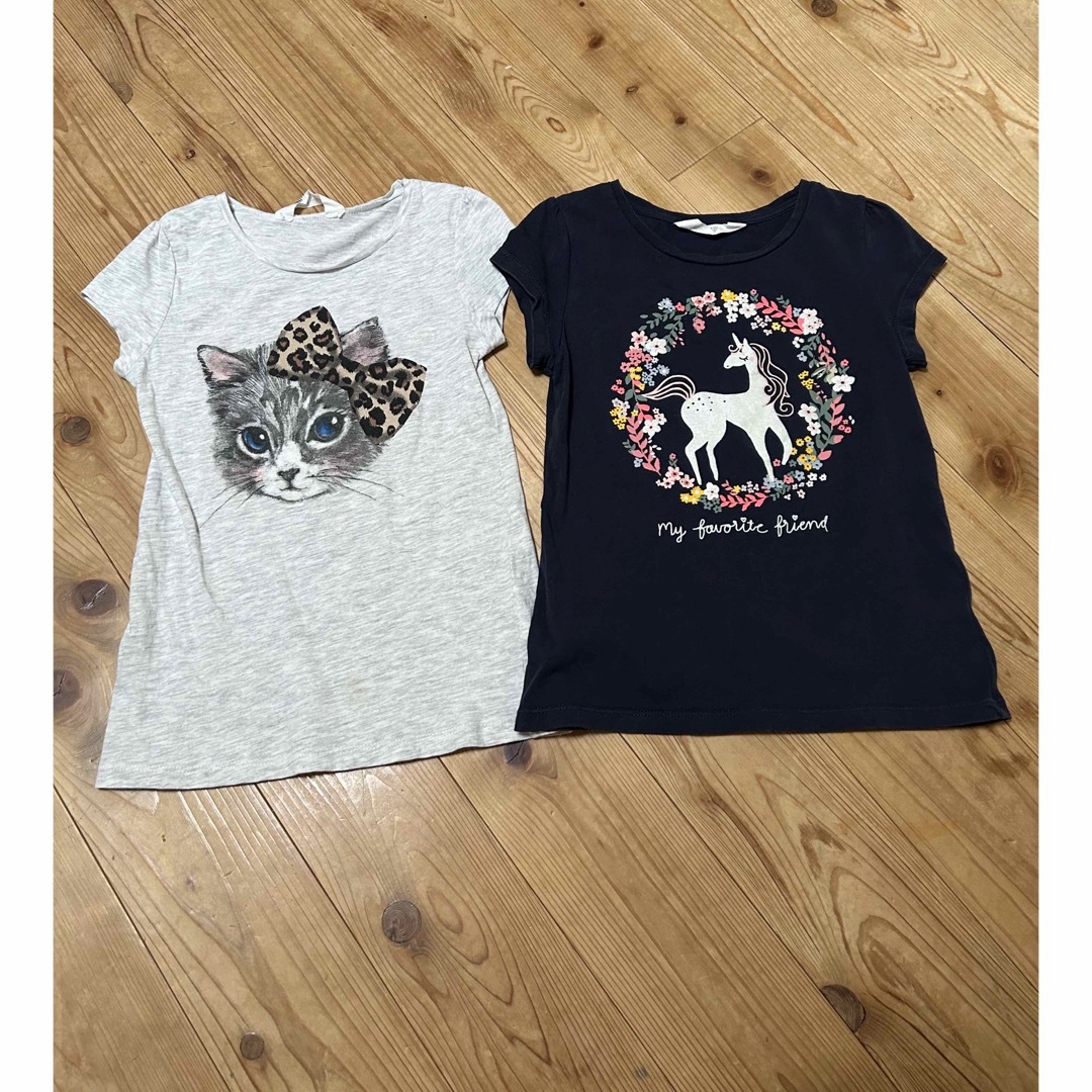 H&M(エイチアンドエム)のH&M 半袖Tシャツ 130cm 2枚セット キッズ/ベビー/マタニティのキッズ服女の子用(90cm~)(Tシャツ/カットソー)の商品写真