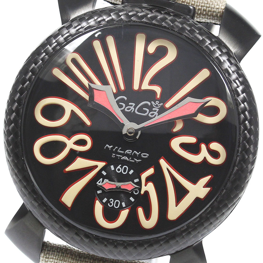 ガガミラノ GaGa MILANO マヌアーレ48MM カーボン 手巻き メンズ 美品 保証書付き_766553