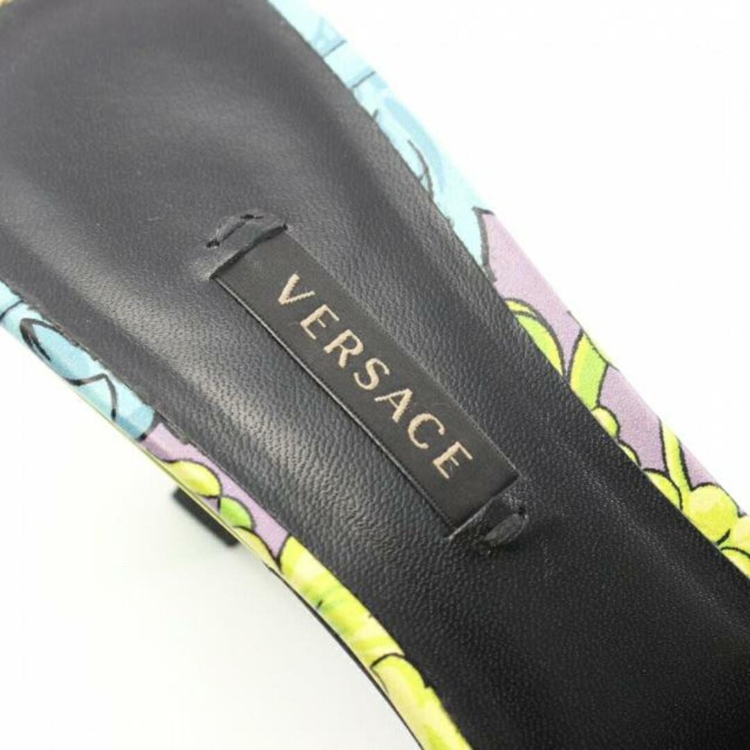 VERSACE(ヴェルサーチ)の ミュール サンダル 総柄 レザー イエローグリーン ライトパープル マルチカラー レディースの靴/シューズ(ミュール)の商品写真