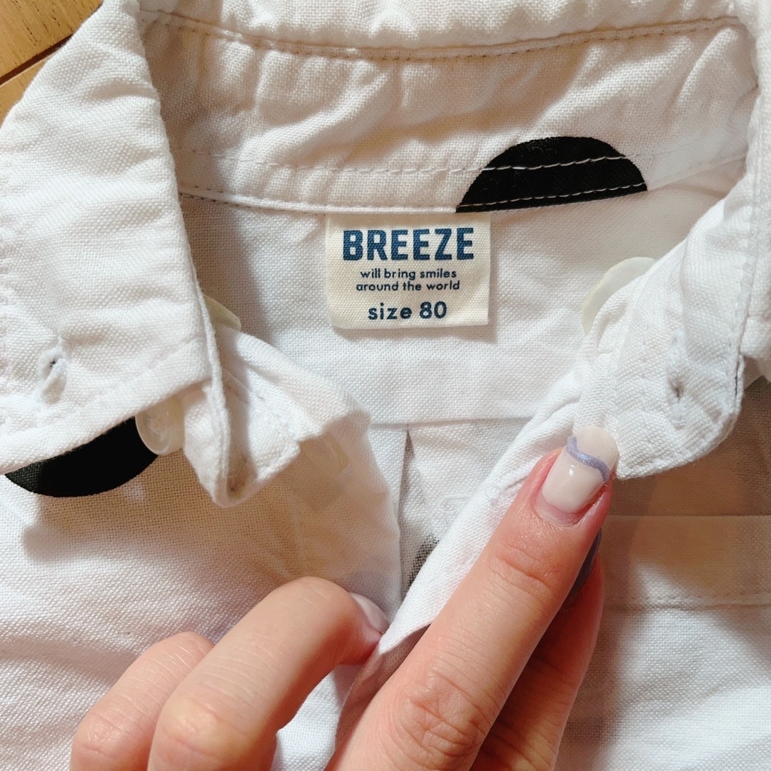 BREEZE(ブリーズ)のブリーズ　BREEZE 長袖シャツ　白　柄　アウター　可愛い キッズ/ベビー/マタニティのベビー服(~85cm)(シャツ/カットソー)の商品写真