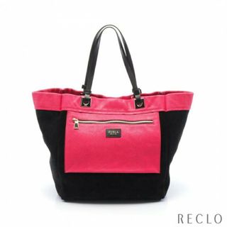 フルラ(Furla)の ハンドバッグ トートバッグ スエード レザー ピンク ブラック リバーシブル(トートバッグ)