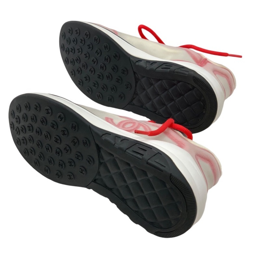 シャネル ファブリック スニーカー 靴 シューズ レッド ホワイト 5
