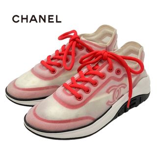 シャネル(CHANEL)のシャネル ファブリック スニーカー 靴 シューズ レッド ホワイト(スニーカー)