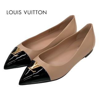 ルイヴィトン(LOUIS VUITTON)のルイヴィトン カプシーヌライン レザー パテント フラットシューズ 靴 シューズ ピンクベージュ ブラック(ハイヒール/パンプス)