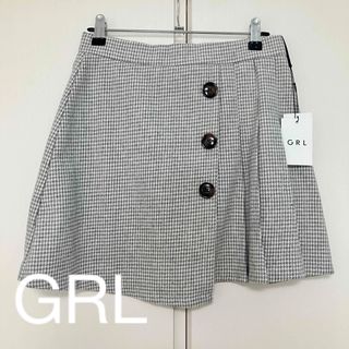 グレイル(GRL)のGRL インパン裏地付き千鳥柄アシンメトリーミニスカート gm514(ミニスカート)