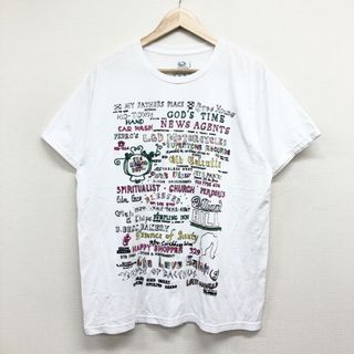 US古着 グラフィック文字 刺繍デザイン Tシャツ 半袖 サイズ：メンズ L ホワイト【中古】(Tシャツ/カットソー(半袖/袖なし))