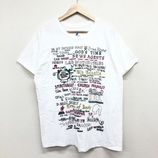 US古着 グラフィック文字 刺繍デザイン Tシャツ 半袖 サイズ：メンズ L ホワイト【中古】(Tシャツ/カットソー(半袖/袖なし))