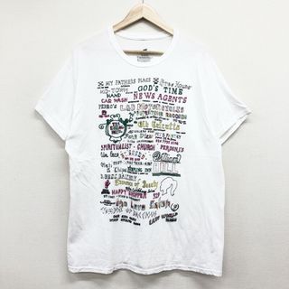 US古着 グラフィック文字 刺繍デザイン Tシャツ 半袖 サイズ：メンズ XL ビッグサイズ ホワイト【中古】(Tシャツ/カットソー(半袖/袖なし))