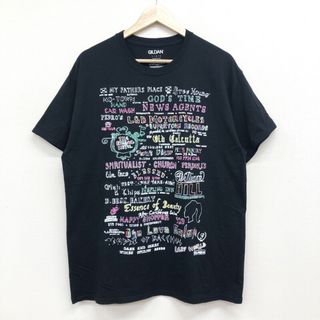 US古着 グラフィック文字 刺繍デザイン Tシャツ 半袖 サイズ：メンズ L ブラック【中古】(Tシャツ/カットソー(半袖/袖なし))