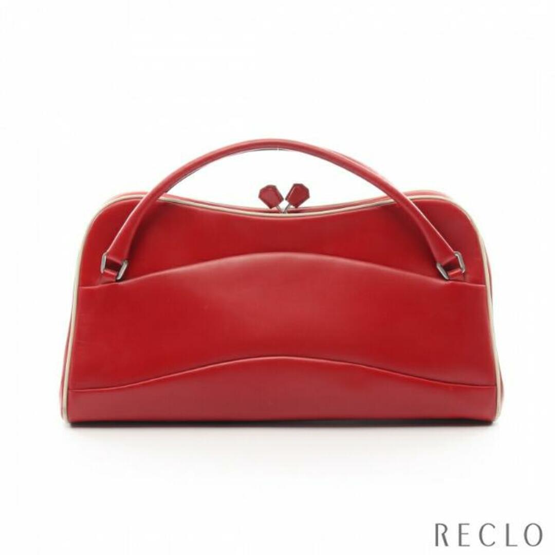 PRADA - VITELLO FRAME ハンドバッグ レザー レッド 三角プレート