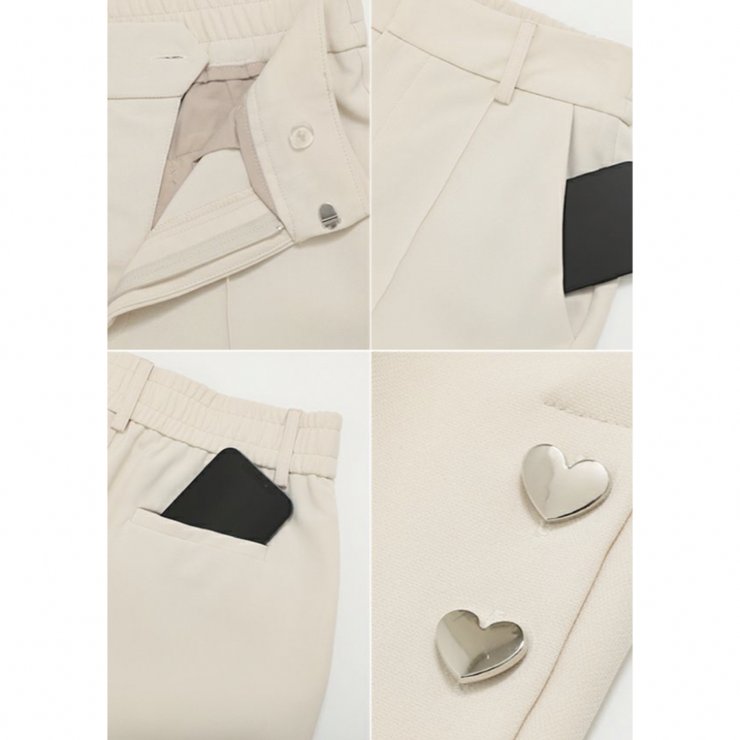 裾ハートボタンテーパード レディースのパンツ(カジュアルパンツ)の商品写真