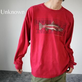 アートヴィンテージ(ART VINTAGE)の【Unknown】レインボートラウト 魚 プリント ルーズ 長袖 Tシャツ XL(Tシャツ/カットソー(七分/長袖))