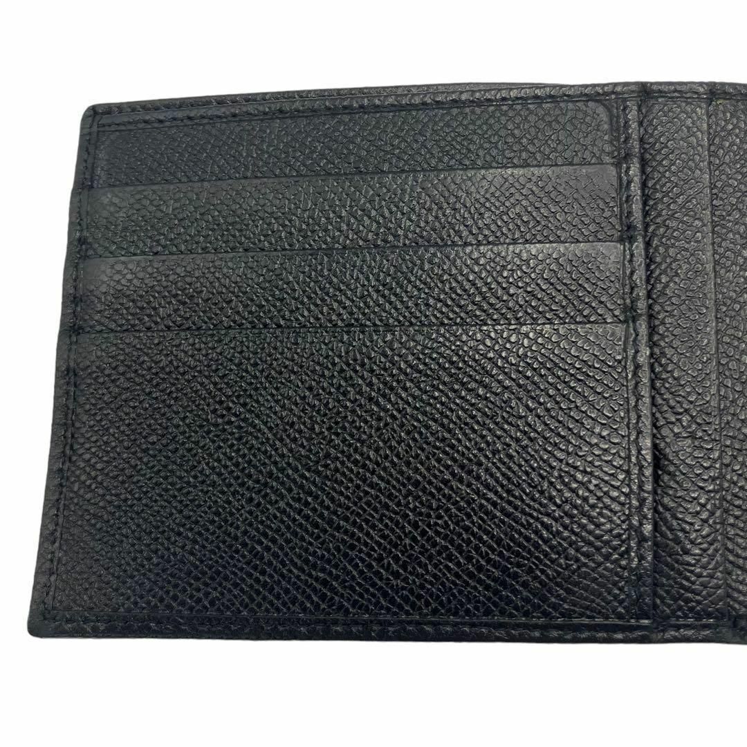 ⭐️良品⭐️ ブルガリ ロゴ レザー 二つ折り財布 ブラック 4