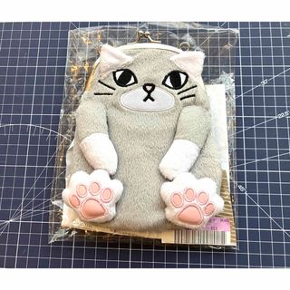 フェリシモ(FELISSIMO)の【Ladies'】FELISSIMO  猫 小 グレー 耳シロ がま口ポーチ②(ポーチ)