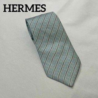 エルメス(Hermes)のHERMES エルメス　シルクネクタイ　ブルー　水色カラー　総柄　ビジネス(ネクタイ)