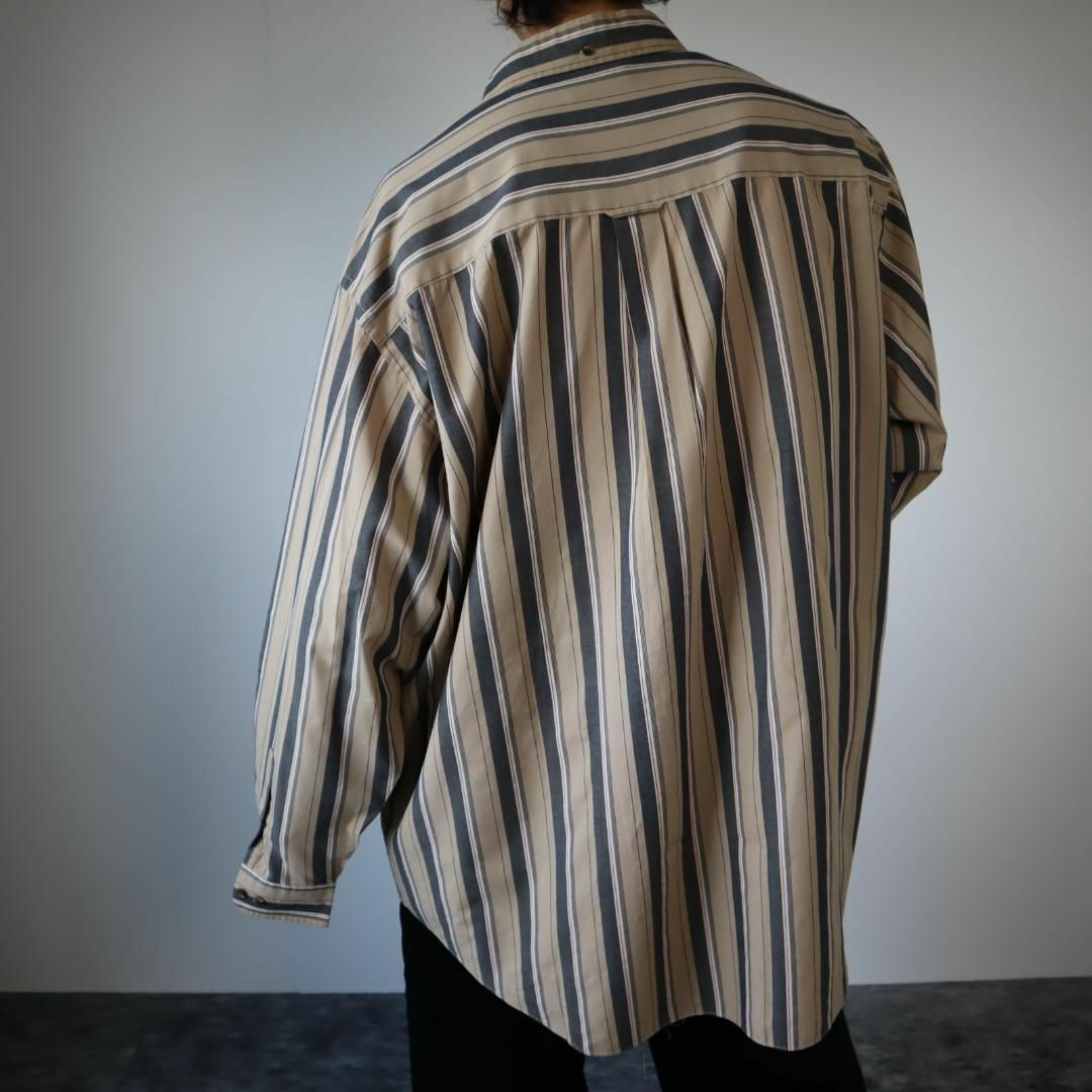 ART VINTAGE(アートヴィンテージ)の【vintage】ニュアンスカラー ストライプ ボタンダウン 長袖シャツ 3XL メンズのトップス(シャツ)の商品写真