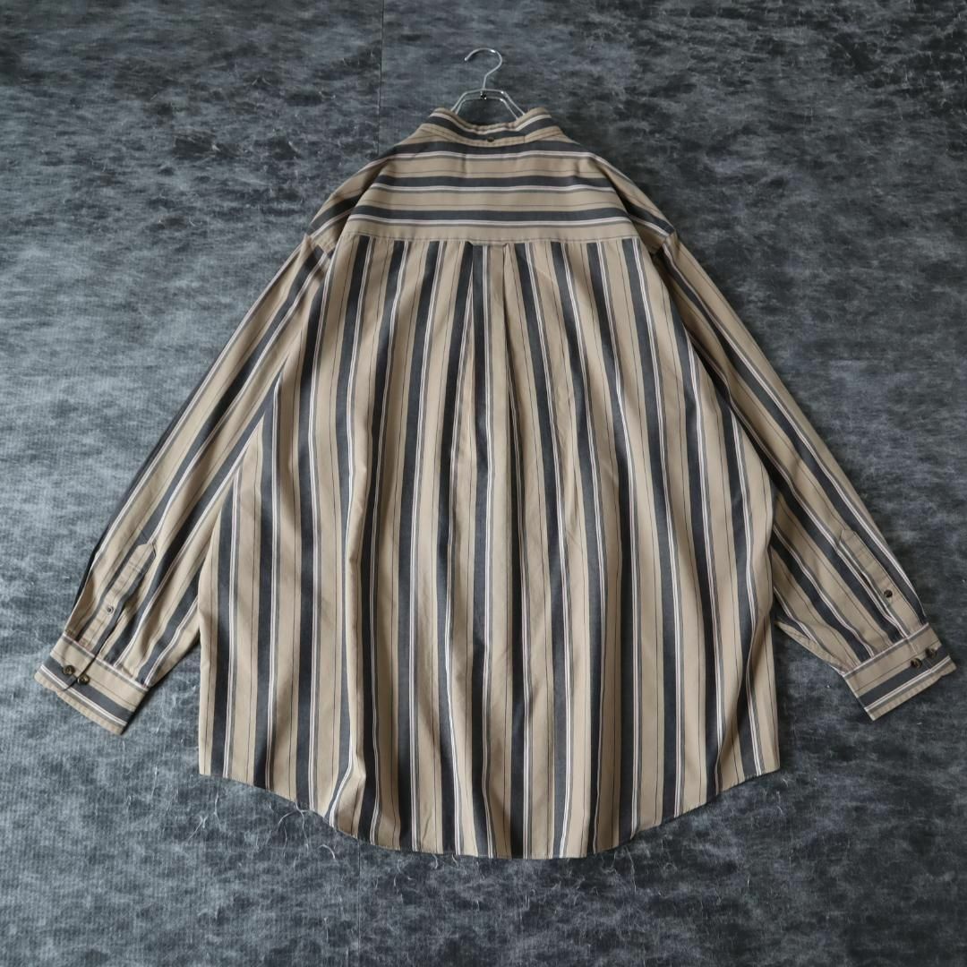 ART VINTAGE(アートヴィンテージ)の【vintage】ニュアンスカラー ストライプ ボタンダウン 長袖シャツ 3XL メンズのトップス(シャツ)の商品写真