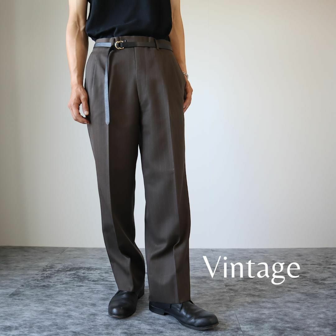 値下げ 貴重【DAKS】vintage チェック柄 2タック ウールスラックス