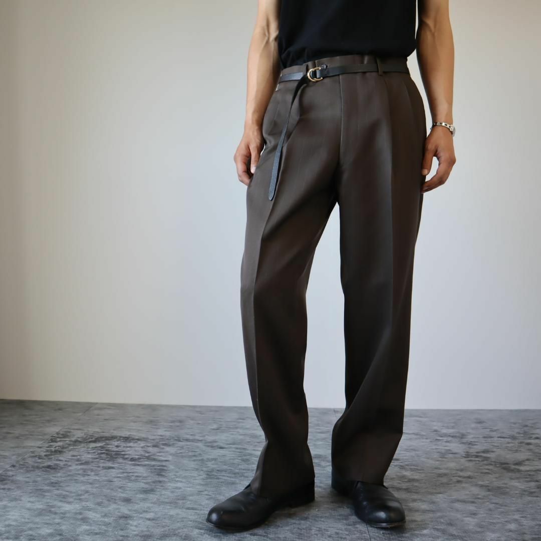 本店は 【vintage】ピンストライプ 2タック ワイド ウールスラックス 本店は 【vintage】ピンストライプ 2タック ワイド ウールスラックス