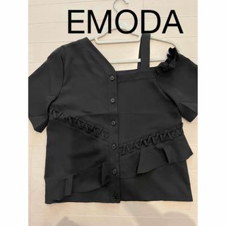 エモダ(EMODA)のEMODA エモダ　カットソー　半袖　ブラウス　レディース　黒(シャツ/ブラウス(半袖/袖なし))