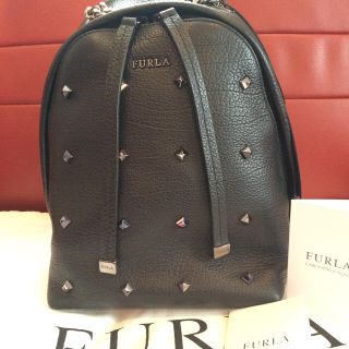 FURLA スタッズ スエード レザー リュック SPY BAG 定価7万