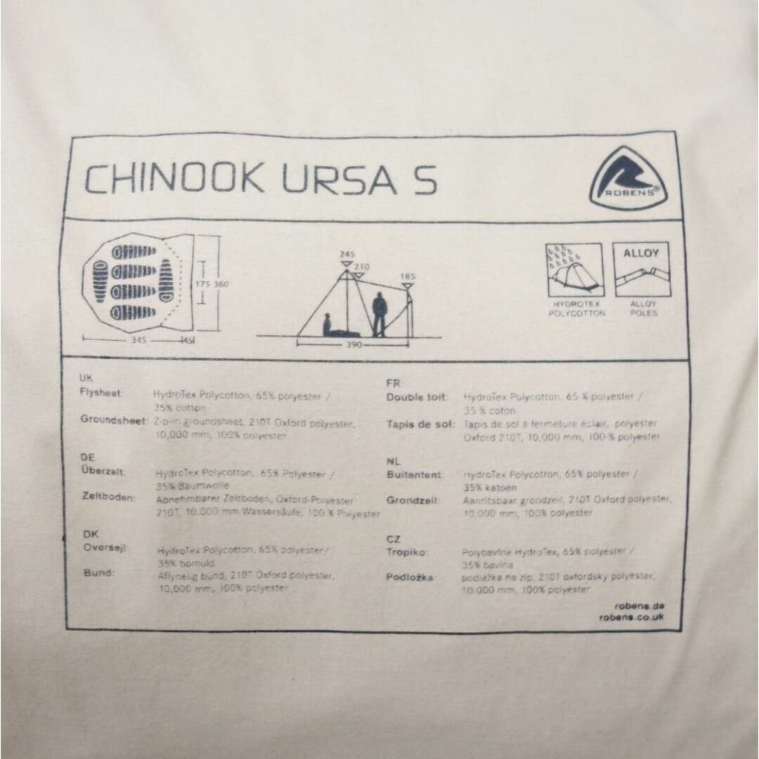 未使用 ローベンス ROBENS テント CHINOOK URSA S チヌーク 未使用 ローベンス ROBENS テント CHINOOK URSA S チヌーク