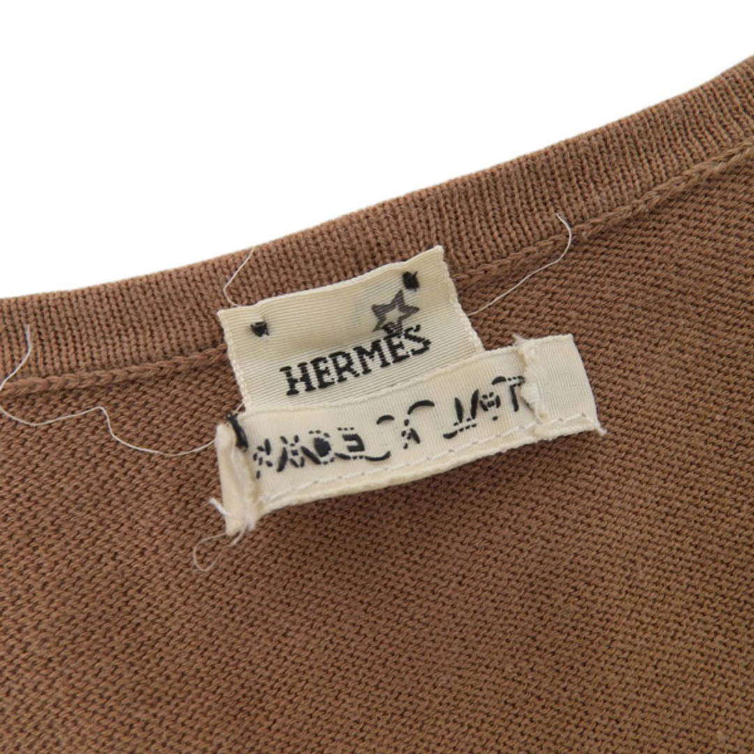 Hermes(エルメス)のエルメス HERMES コットン100% Vネック ニット タンクトップ レディース ブラウン size40 スターマーク Y02299 レディースのトップス(ニット/セーター)の商品写真