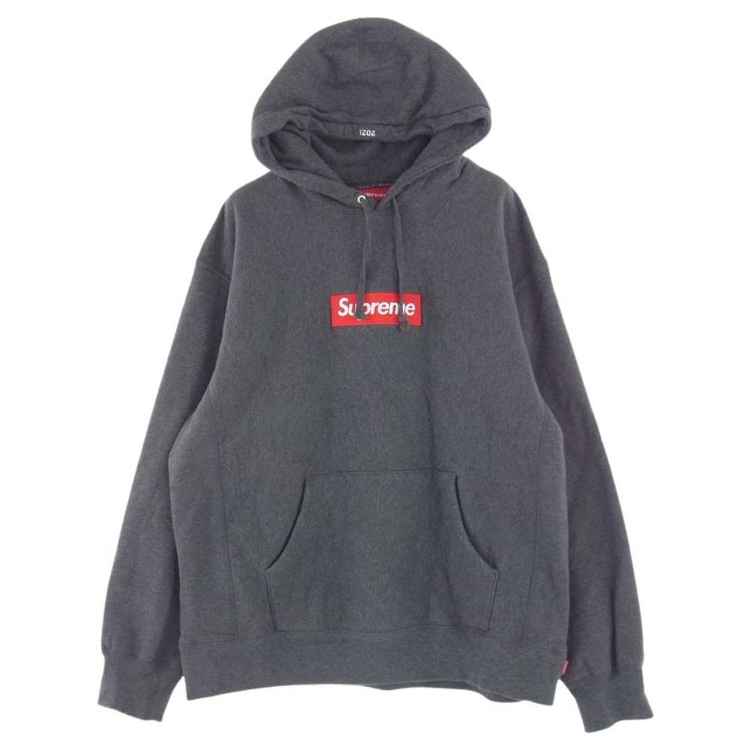 Supreme シュプリーム パーカー 21AW Box Logo Hooded Sweatshirt Charcoal ボックス ロゴ スウェット パーカー ダークグレー系 L