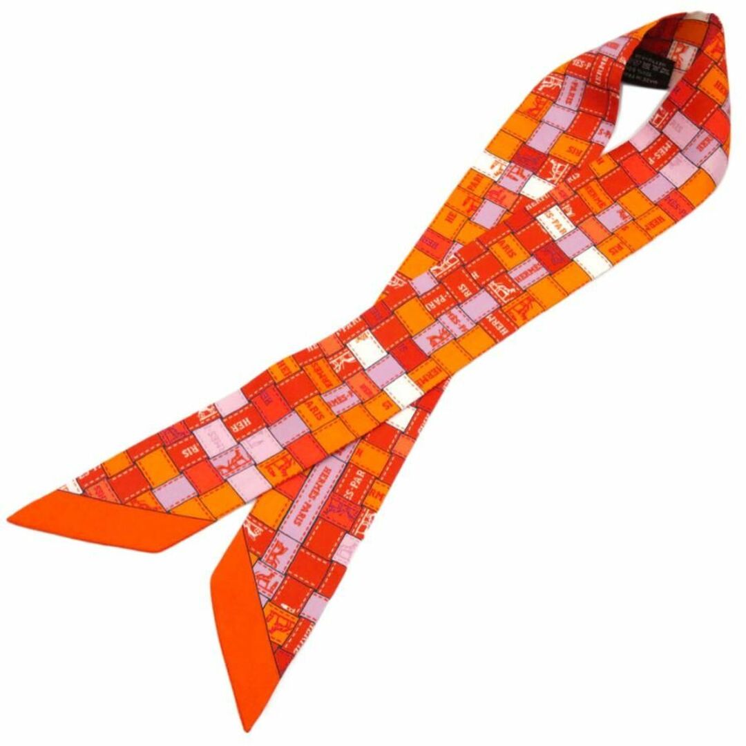 Hermes(エルメス)のエルメス スカーフ シルク ツイリー チェック オレンジ 03288 レディースのファッション小物(バンダナ/スカーフ)の商品写真