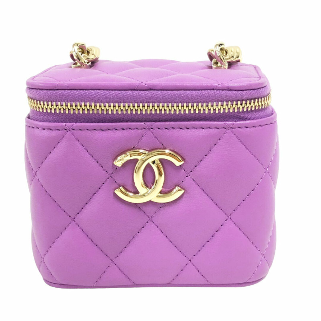 CHANEL - 　シャネル CHANEL ミニヴァニティ AP2718 パープル ゴールド金具 ラムスキン レディース ショルダーバッグ