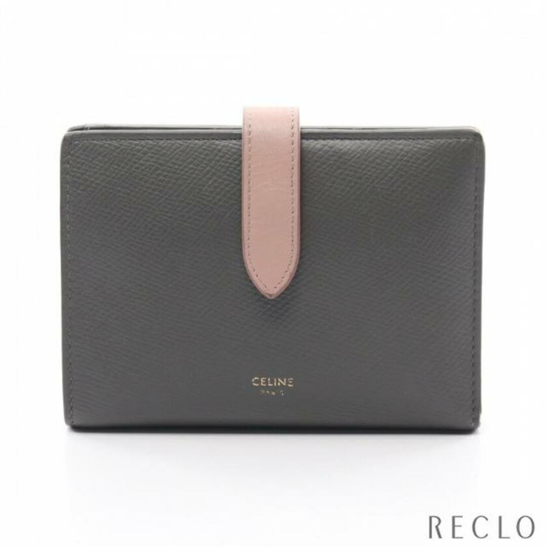 Medium Strap Wallet ミディアム ストラップ ウォレット 二つ折り財布 レザー グレー ピンク財布商品状態Bランク商品詳細角