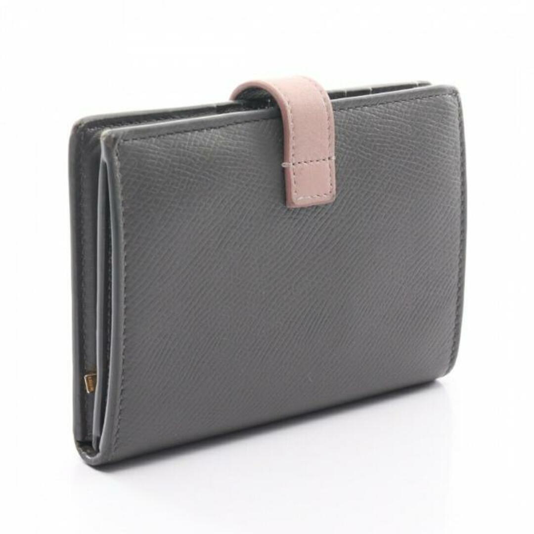 Medium Strap Wallet ミディアム ストラップ ウォレット 二つ折り財布 レザー グレー ピンク