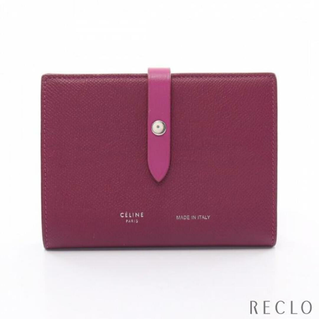 celine(セリーヌ)のMedium Strap Wallet ミディアム ストラップ ウォレット 二つ折り財布 レザー ピンクパープル レディースのファッション小物(財布)の商品写真