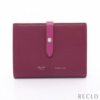 セリーヌ(celine)のMedium Strap Wallet ミディアム ストラップ ウォレット 二つ折り財布 レザー ピンクパープル(財布)