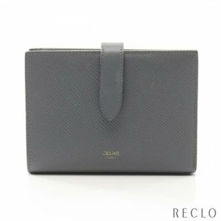 セリーヌ(celine)のミディアムストラップウォレット 二つ折り財布 レザー グレー(財布)