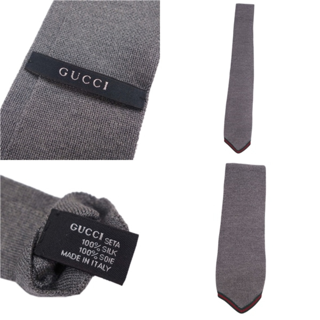 Gucci(グッチ)の美品 グッチ GUCCI ネクタイ ニット シルク シェリーライン メンズ イタリア製 グレー メンズのファッション小物(ネクタイ)の商品写真