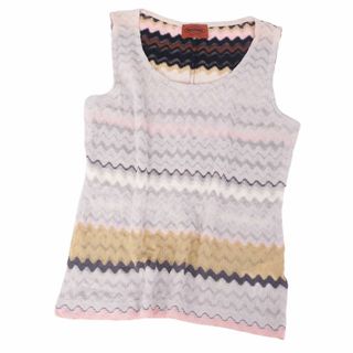 美品 ミッソーニ MISSONI ニット セーター ノースリーブ ボーダー ウール トップス レディース イタリア製 42(L相当) マルチカラー(ニット/セーター)