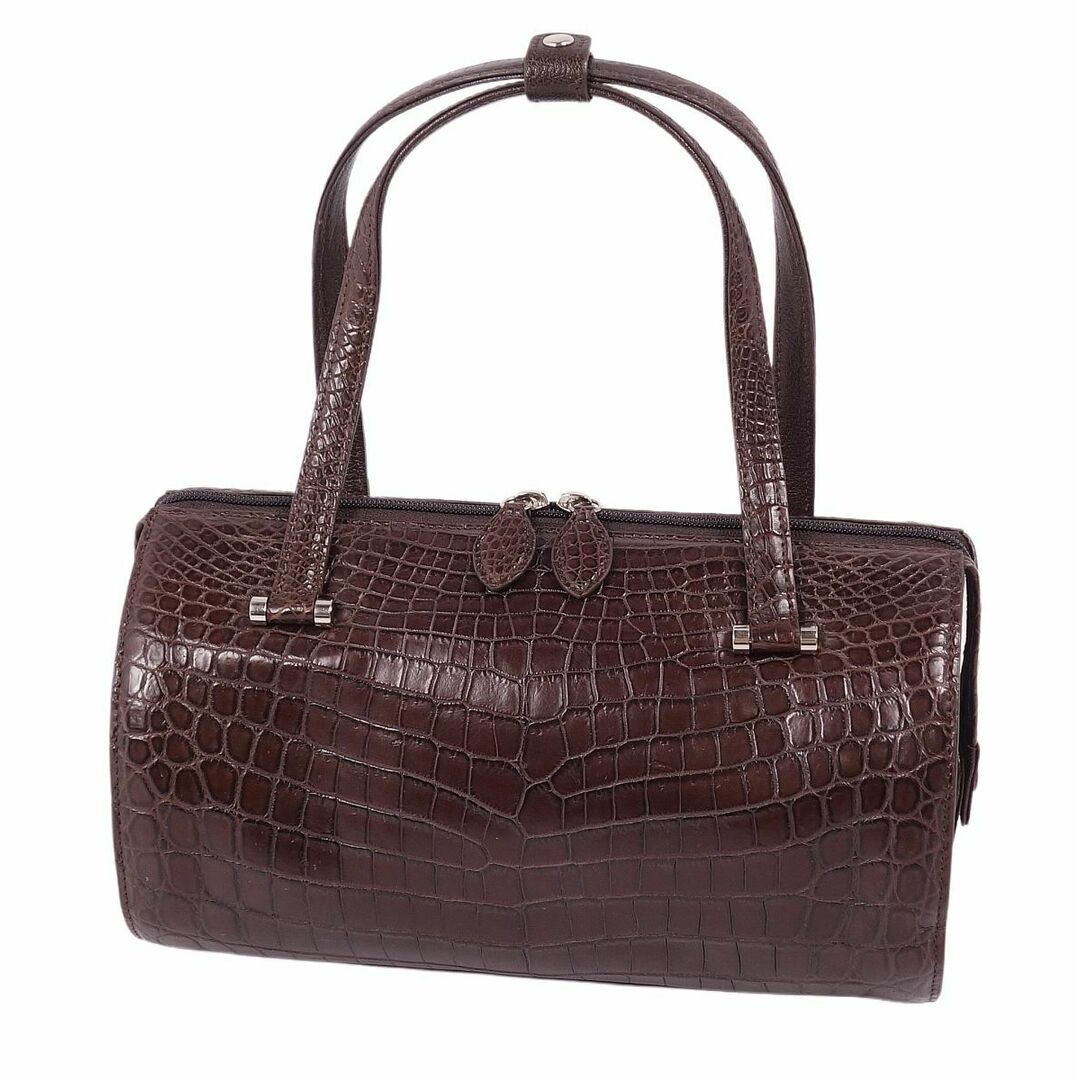 美品 クロコダイル CROCODILE バッグ ハンドバッグ マットクロコ ワニ
