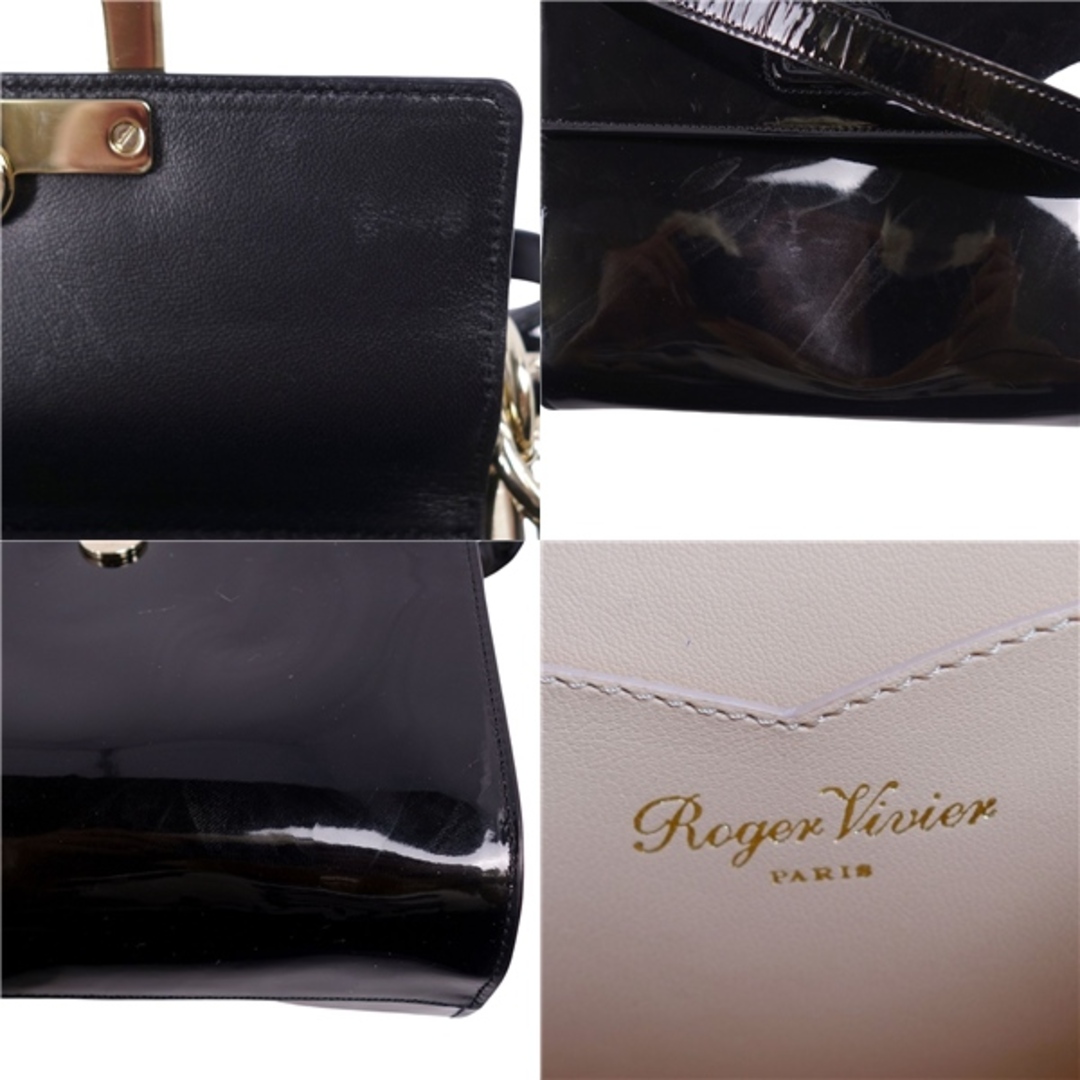 ロジェヴィヴィエ Roger Vivier バッグ 2way ミニ ハンドバッグ ショルダーバッグ ベルヴィヴィエ スクエアプレート エナメル カバン レディース ブラック