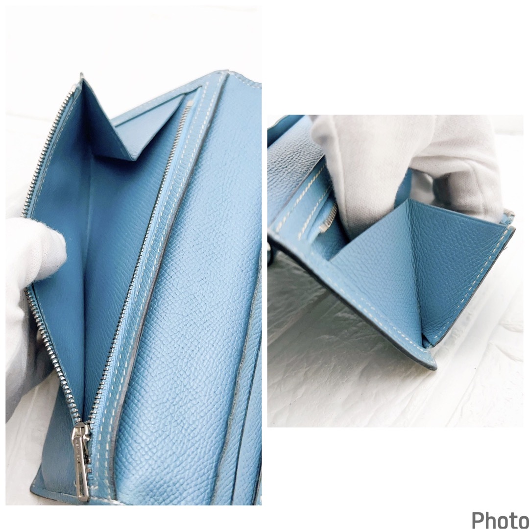 Hermes - ✨HERMES✨エルメス 長財布 べアン美品ブルージーン シルバー