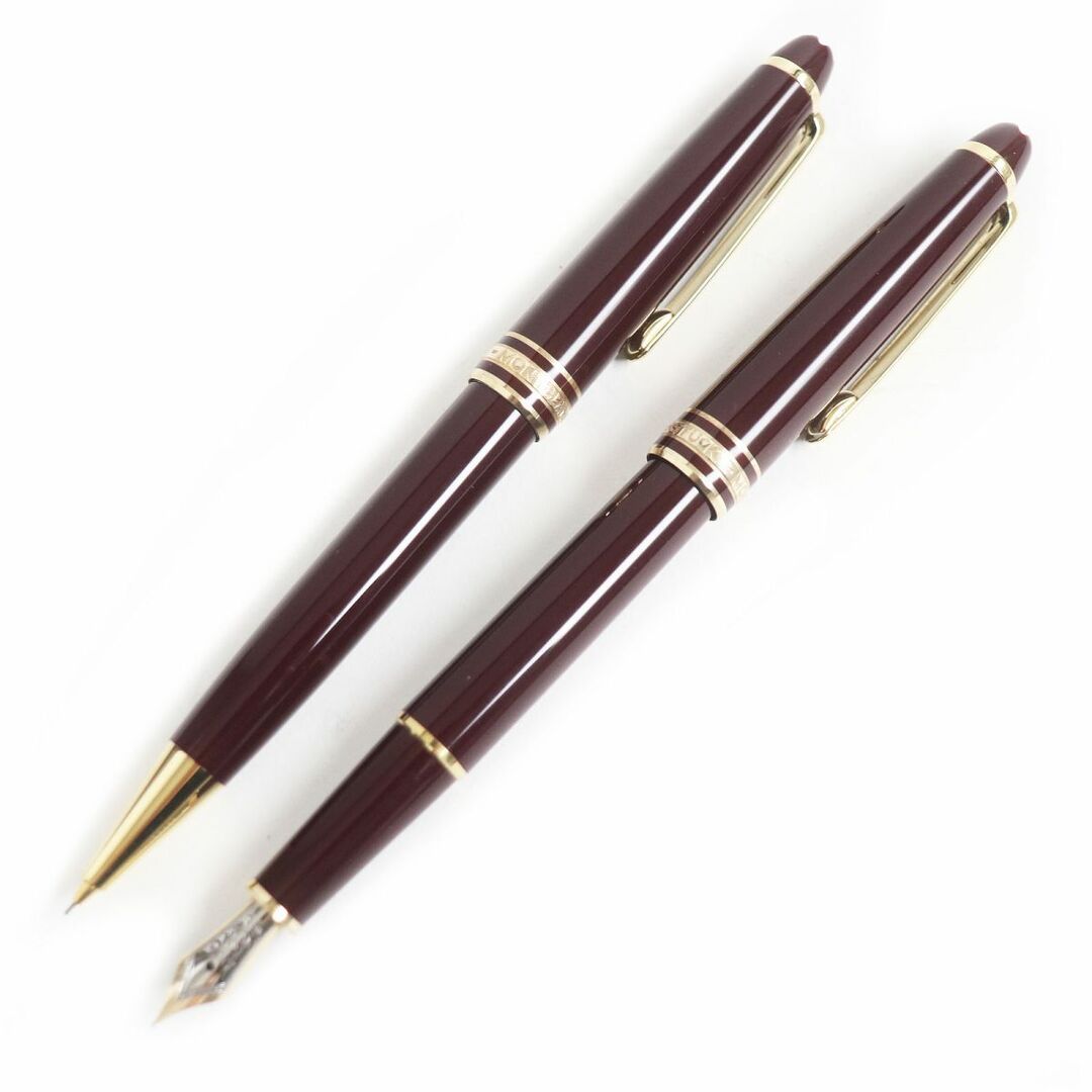 美品□MONTBLANC/モンブラン マイスターシュテュック ペン先14K 万年筆/シャープペンシル 二点セット ボルドー×ゴールド ドイツ製 筆記OK