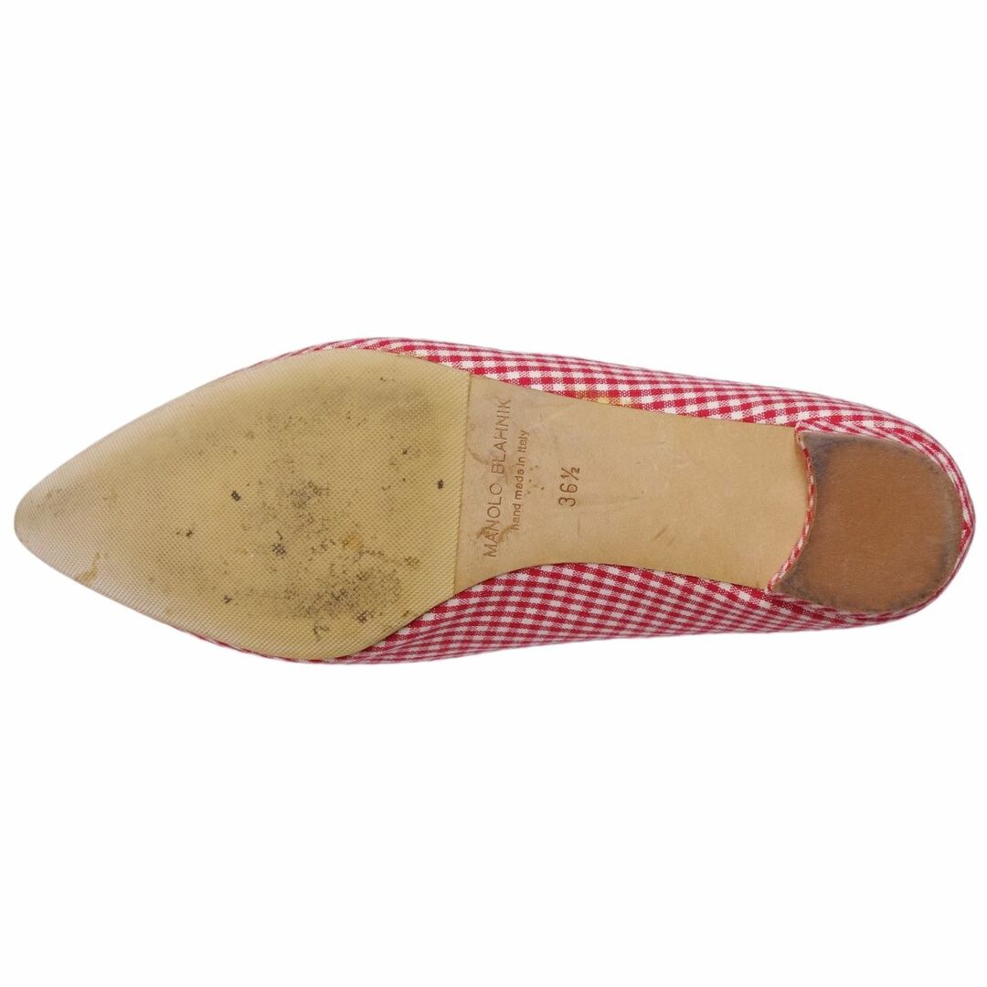 MANOLO BLAHNIK(マノロブラニク)のマノロ・ブラニク Manolo Blahnik パンプス ハンギシ フラット ポインテッドトゥ ビジュー キャンバス シューズ レディース 36.5(23.5cm相当) レッド レディースの靴/シューズ(ハイヒール/パンプス)の商品写真