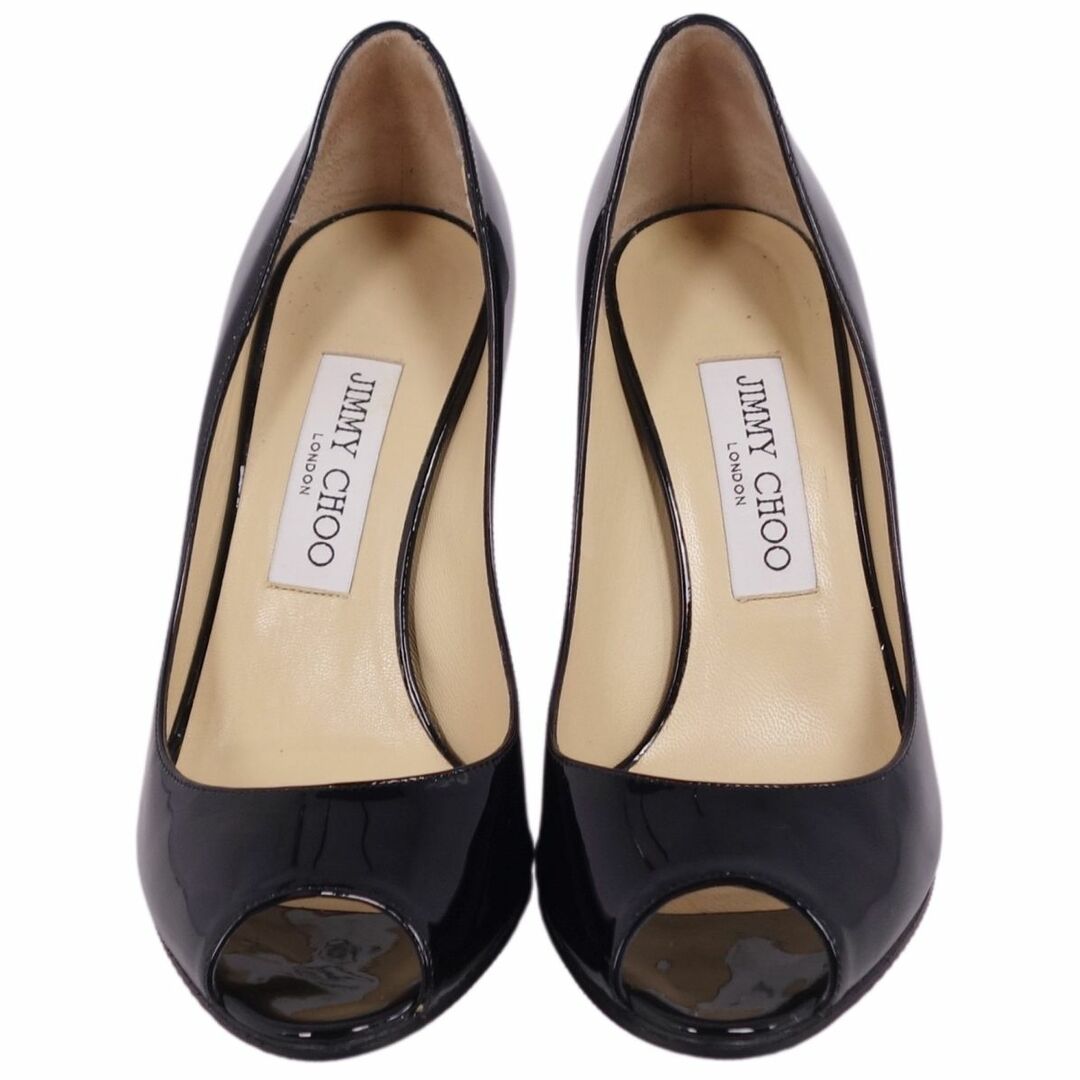 JIMMY CHOO(ジミーチュウ)の美品 ジミーチュウ JIMMY CHOO パンプス ヒール オープントゥ パテントレザー シューズ レディース 36.5(23.5cm相当) ブラック レディースの靴/シューズ(ハイヒール/パンプス)の商品写真