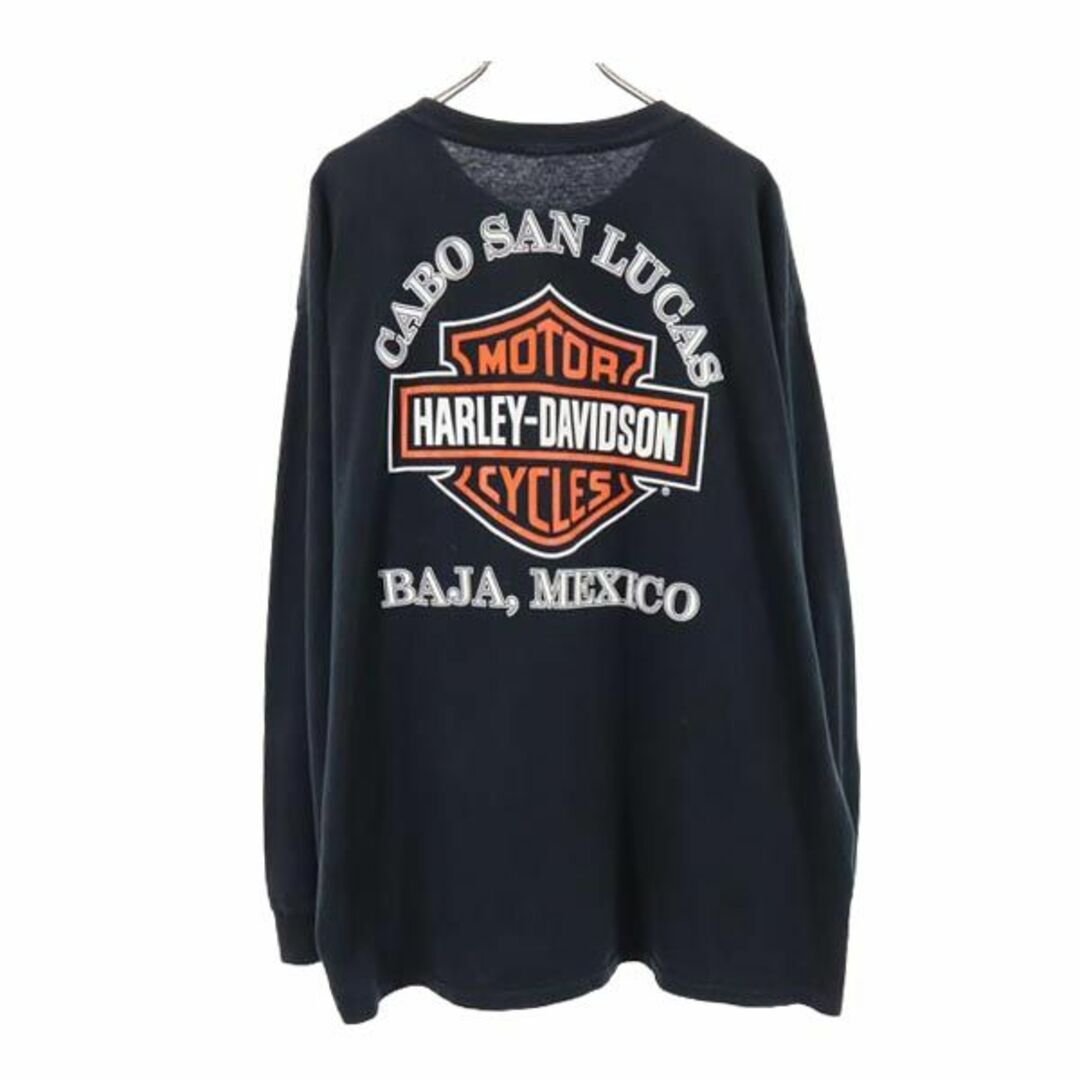 ハーレーダビッドソン プリント 長袖 Tシャツ ブラック HARLEY DAVIDSON ロゴ ロンT メンズ 【中古】 【230828】 メール便可