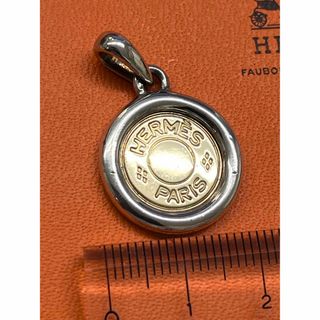 エルメス(Hermes)の美品ビンテージエルメスのペンダントトップ　シルバー925と18金ゴールドのコンビ(ネックレス)