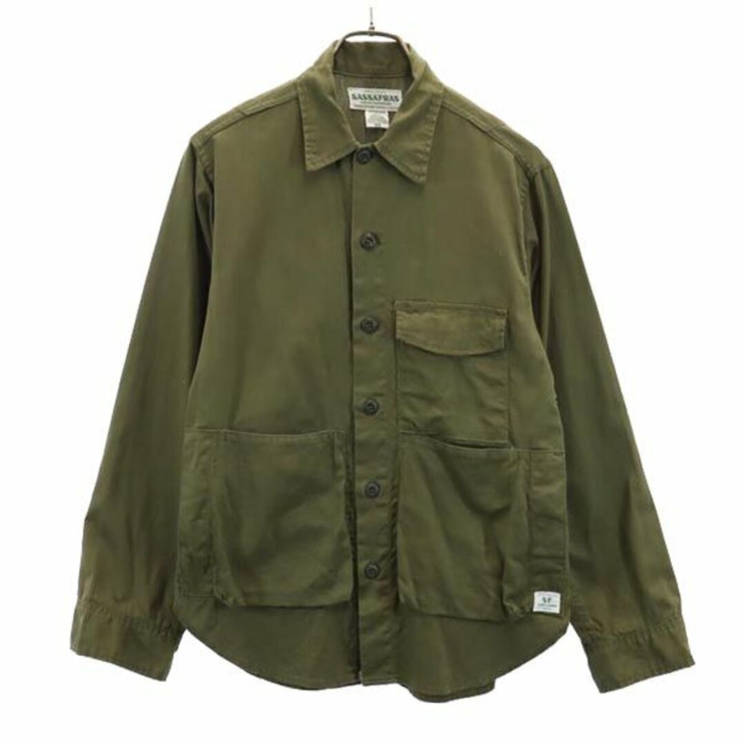 ササフラス 日本製 シャツジャケット XS カーキグリーン SASSAFRAS ロゴ メンズ  【230828】