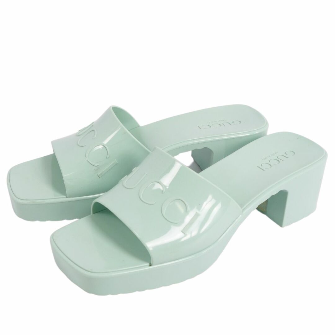 GUCCI - グッチ GUCCI サンダル ミュール ヒール ロゴ柄 ラバー GUCCI - グッチ GUCCI サンダル ミュール ヒール ロゴ柄 ラバー